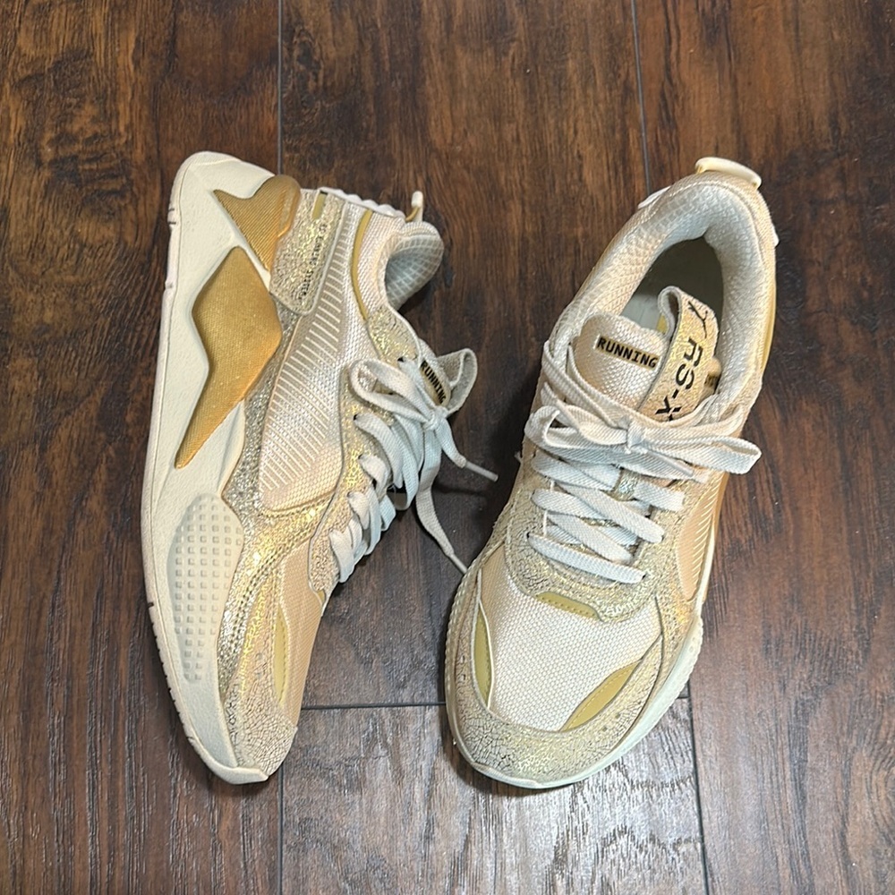 Puma RS-X Running System Cream and Gold Women’s Sneakers 10